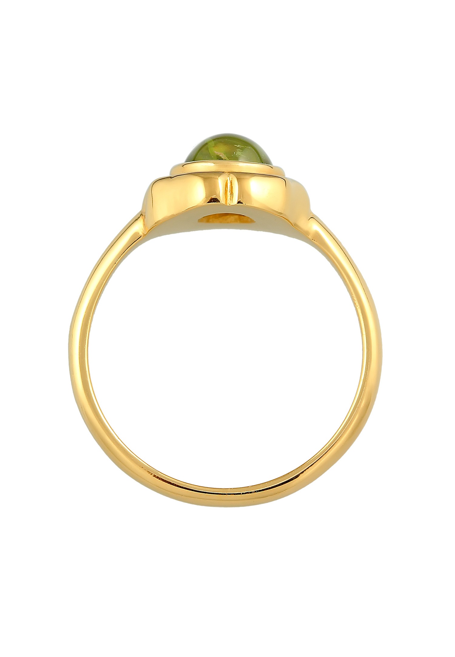 Elli PREMIUM Femme Cabochon vert classique avec péridot en argent sterling 925 plaqué or