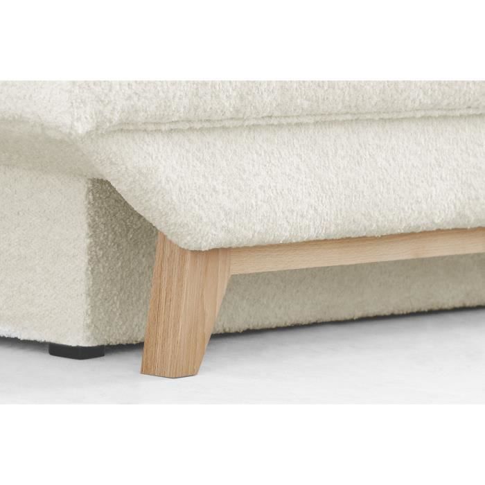 TEIJO 3-seater convertible sofa - Beige bouclé fabric - Storage compartment - W187 x D91 x H82 cm