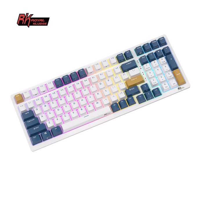 RK ROYAL KLUDGE Mechanische Gaming-Tastatur, Triple-Modus 2,4 GHz/BT 5.1/USB-C, 100 austauschbare Tasten, RGB-Hintergrundbeleuchtung