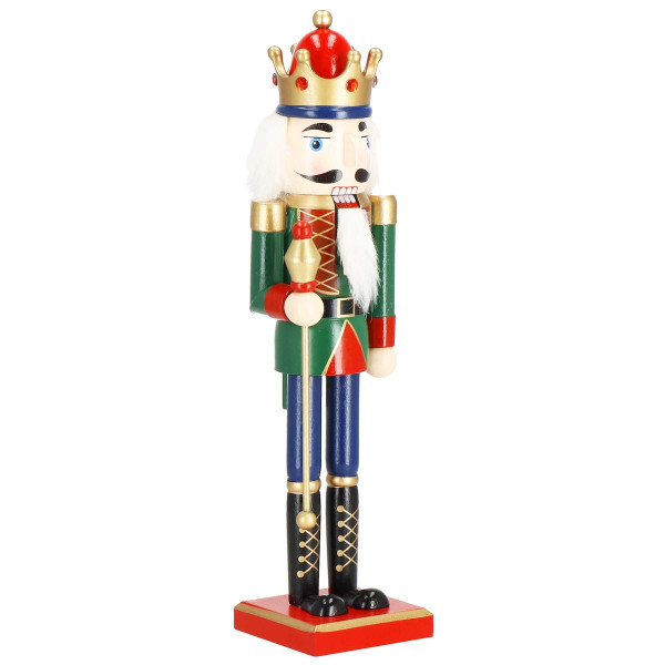 Dziadek do orzechów 38 cm z berłem, drewniany żołnierzyk