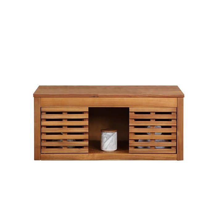 Mobile bagno sospeso in legno di acacia con lavabo singolo e specchio - 90 cm - PENEBEL