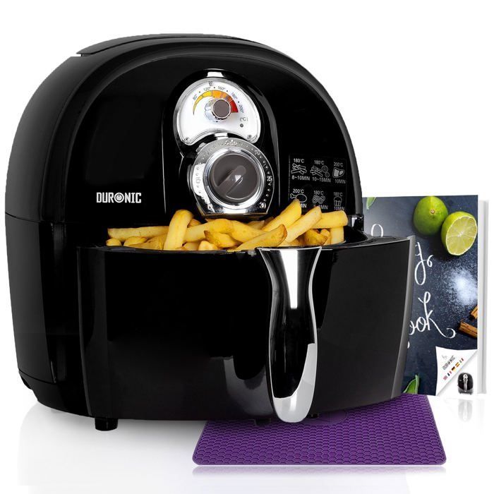 Duronic AF1 BK Friteuse à air chaud sans huile 1500W / robot multicuiseur pour frire, cuire, rôtir, griller sainement et sans