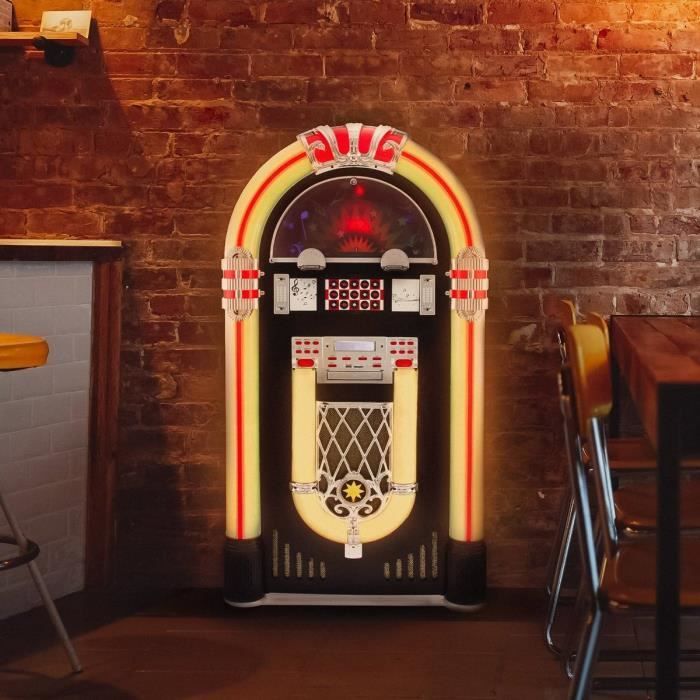 Jukebox retrò MonsterShop - Lettore CD, MP3, Bluetooth, Radio, AUX, Illuminazione