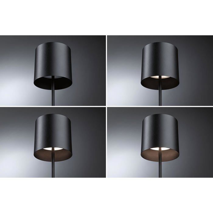 Lampe à poser - Paulmann Tuni - LED rechargeable - IP44 - Noir mat - 2,8W
