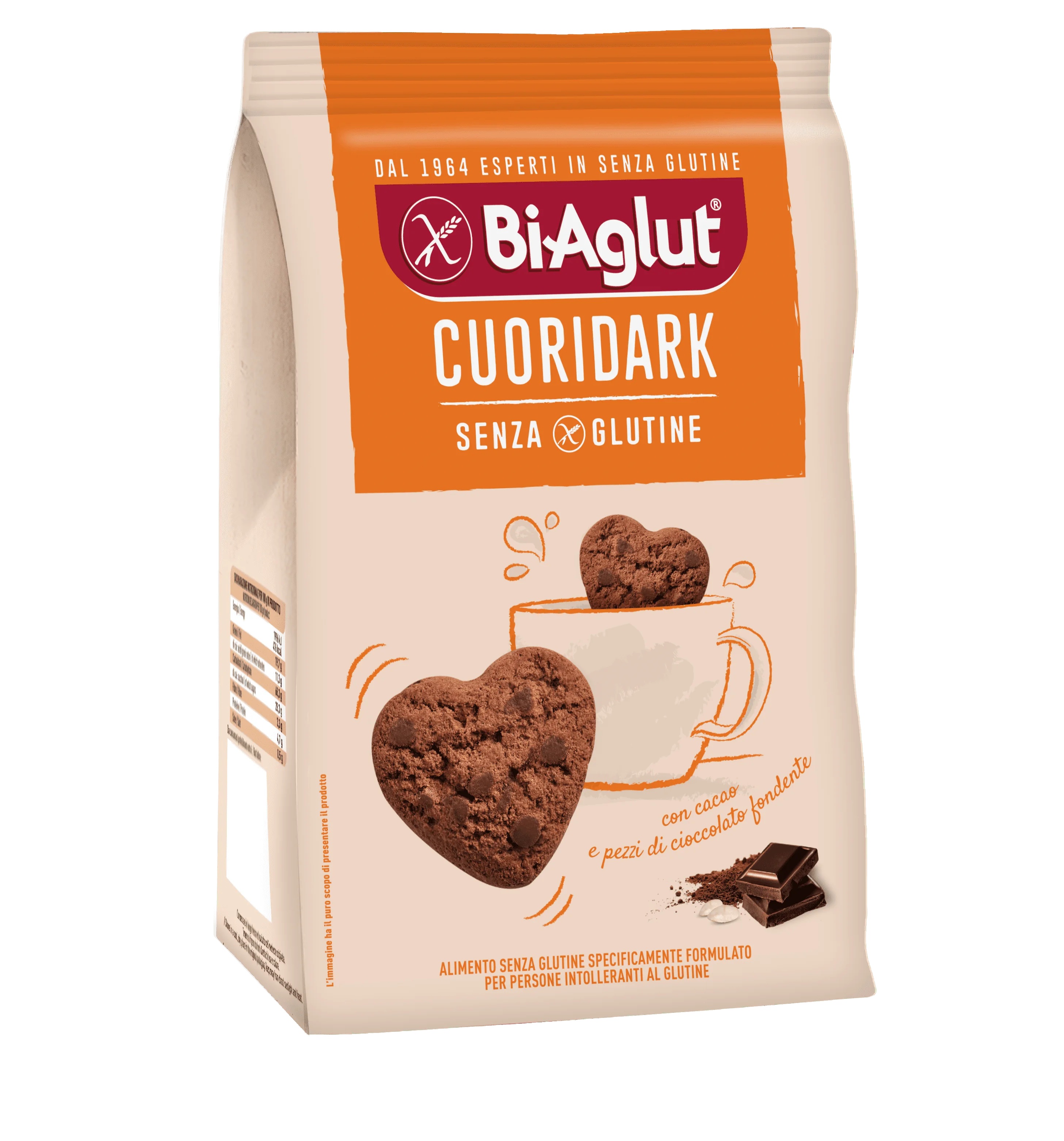 Biscuits sans gluten Biaglut Cœurs Noirs 200g, parfaits pour le petit-déjeuner