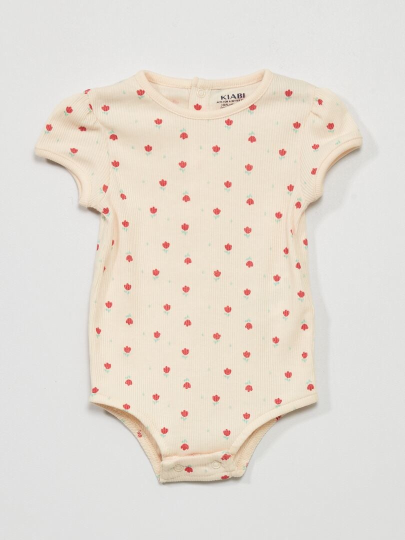 Body de canalé con estampado - ROSA