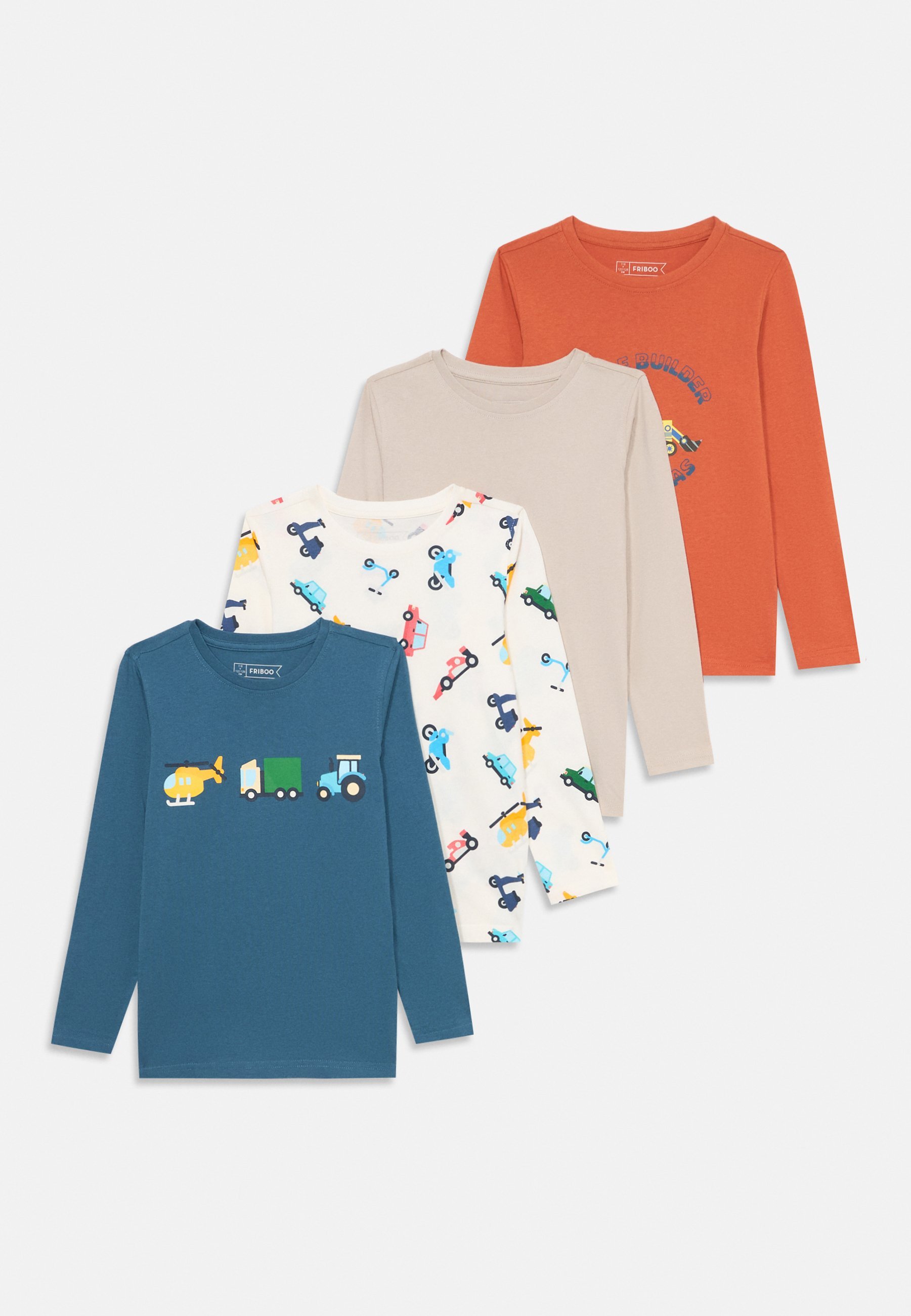 Lot de 4 Friboo - Haut à manches longues - gris clair/blanc/orange