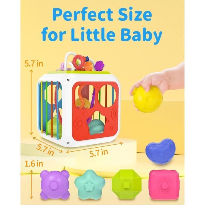 Activity Toy - Montessori - 7-in-1 Cube - Fine Motor Skills - Safety - Multicolored