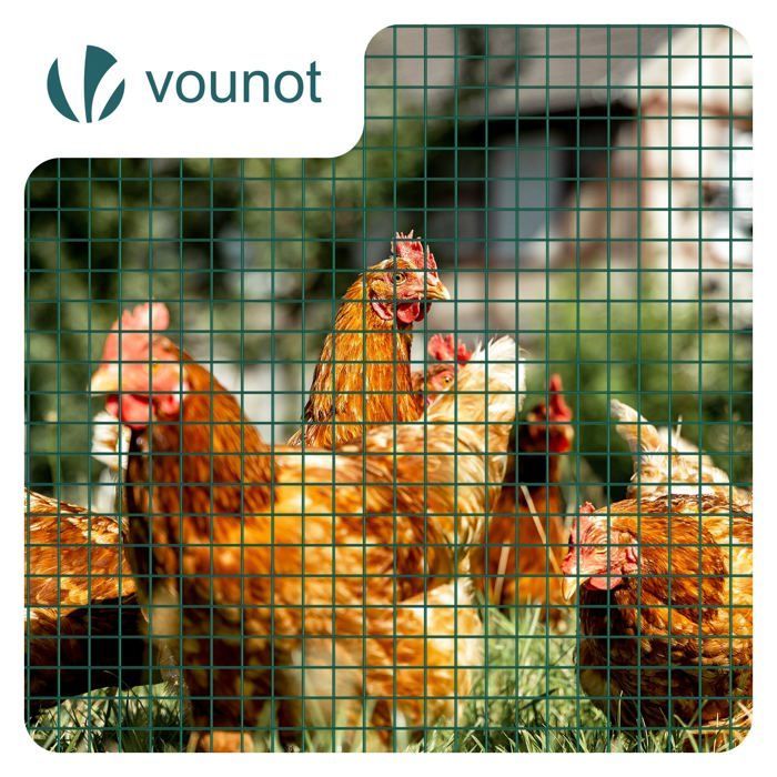 VOUNOT® PVC-coated welded wire mesh roll 0.5x10m green - 13mm mesh, 0.8mm wire - Metal fencing and netting