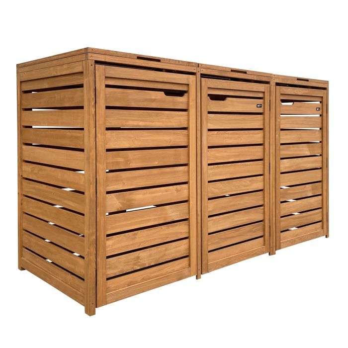 Refugio para contenedores de madera AXI Lex Brown - Recinto para 3 contenedores - Máx. 240L - Refugio para contenedores de exterior con excelente