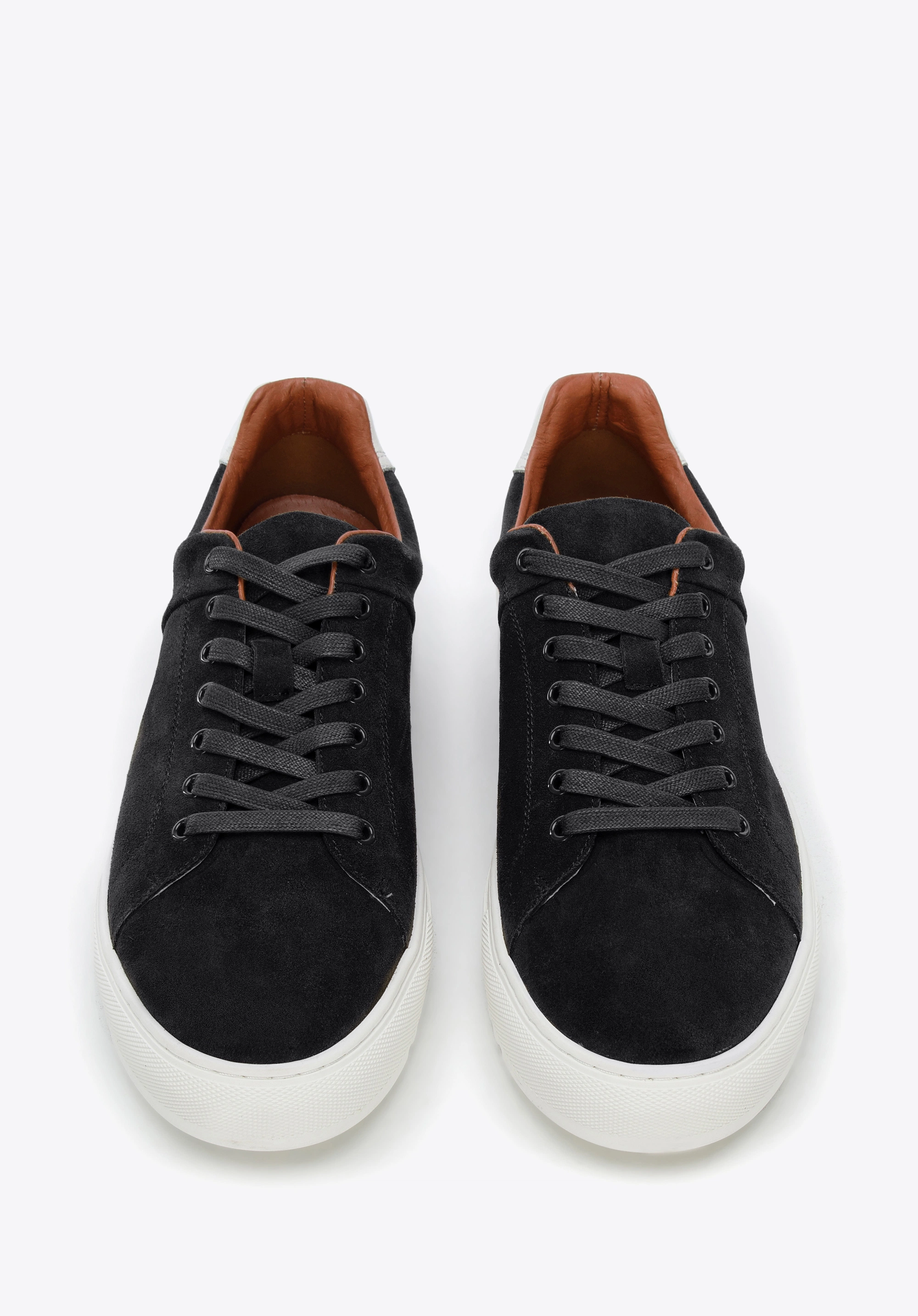 Męskie sneakersy zamszowe na grubej podeszwie grafitowe