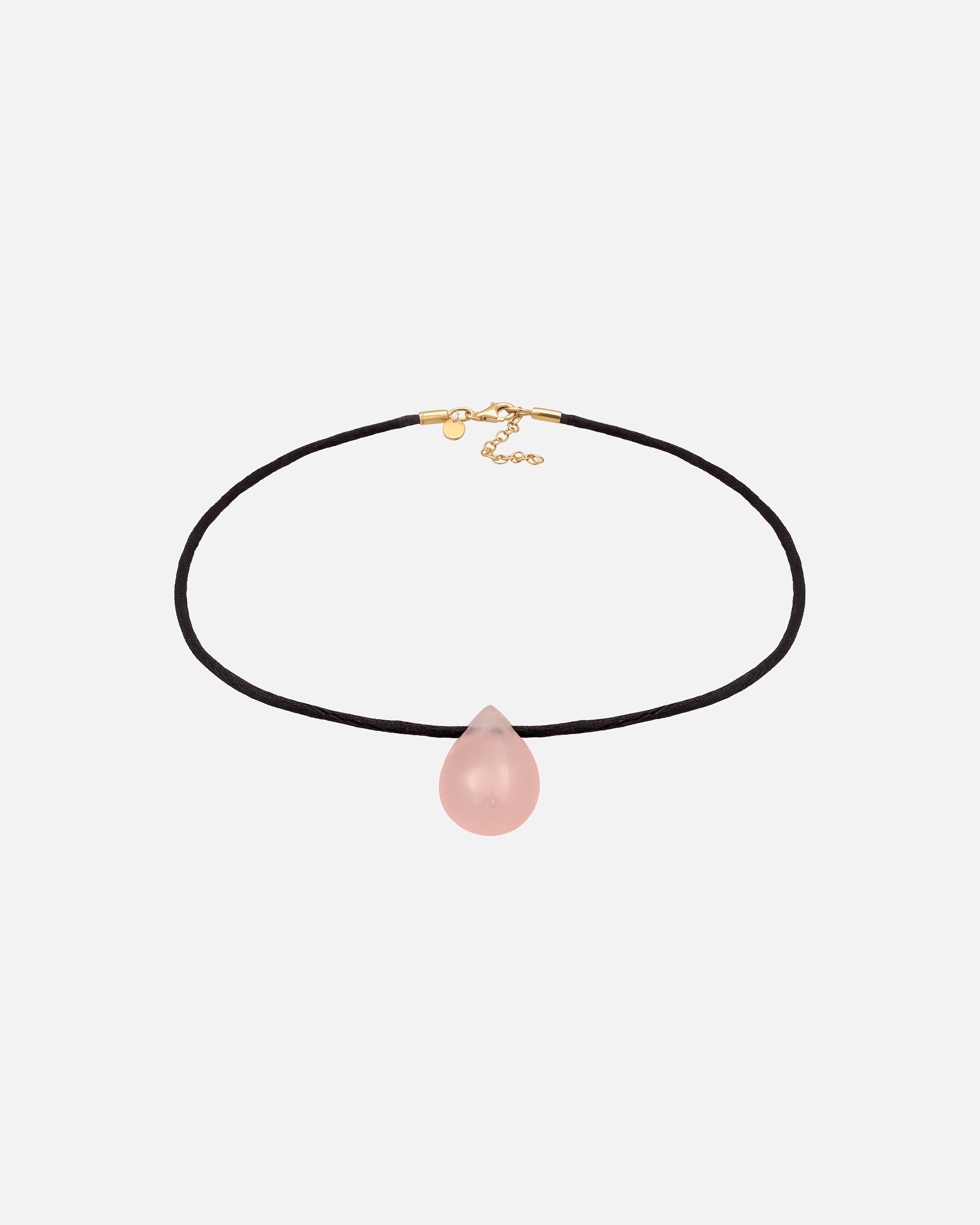 Elli PREMIUM Elli PREMIUM Collier Femmes Choker goutte pendentif en satin avec quartz rose en argent sterling 925 plaqué or