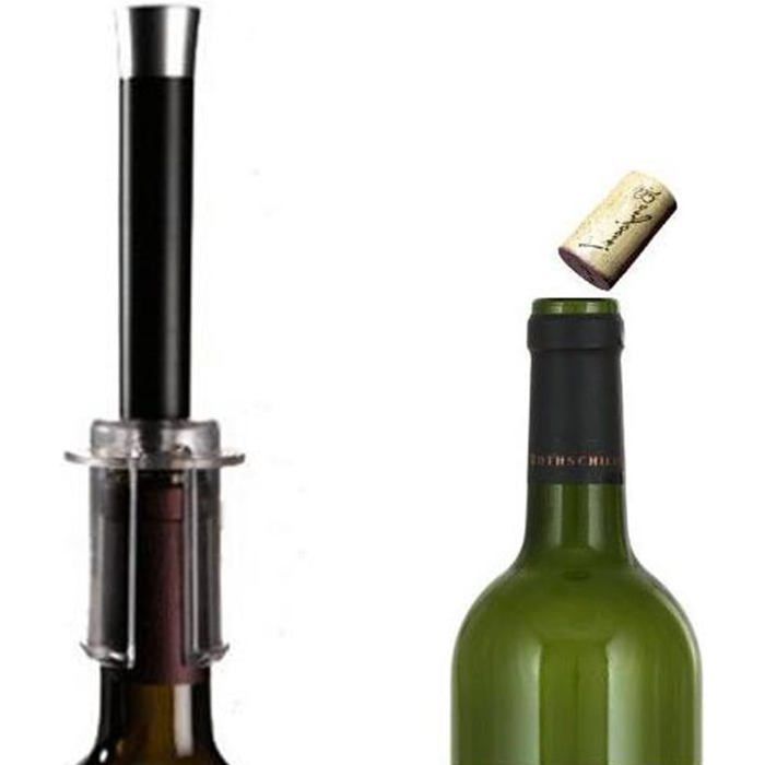 Kurkentrekker met luchtdruk, flesopener met kurkuitwerper, accessoire voor de wijnkelder, zwart