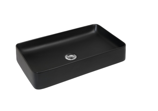 Umywalka Nablatowa Ceramiczna Prostokątna Czarna Jupiter