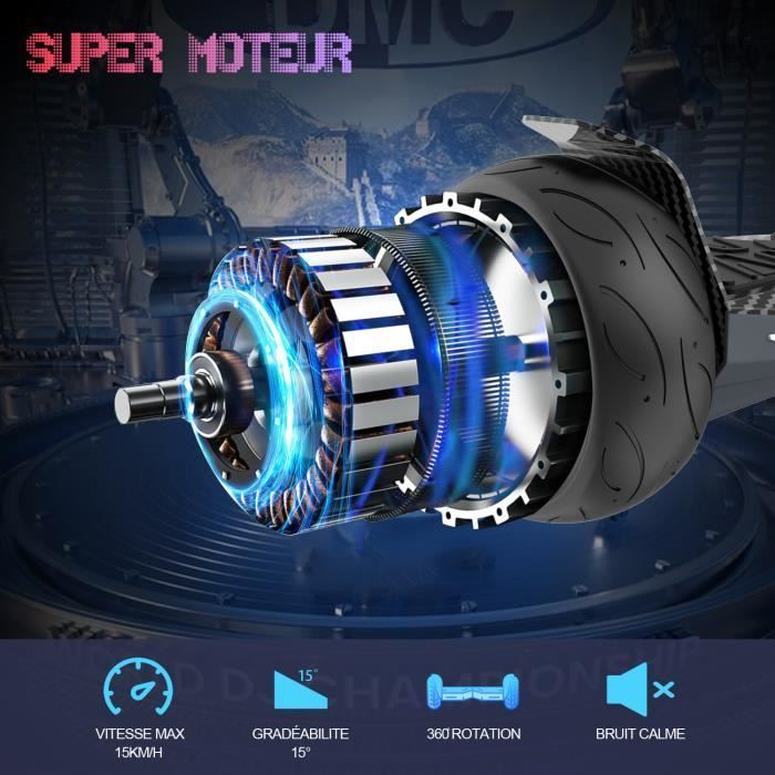 EVERCROSS Hoverboard  Gyropode 8.5 pouces Tout Terrain Noir autoéquilibre self-balancing Lumière LED Bluetooth avec APP pour Enfant