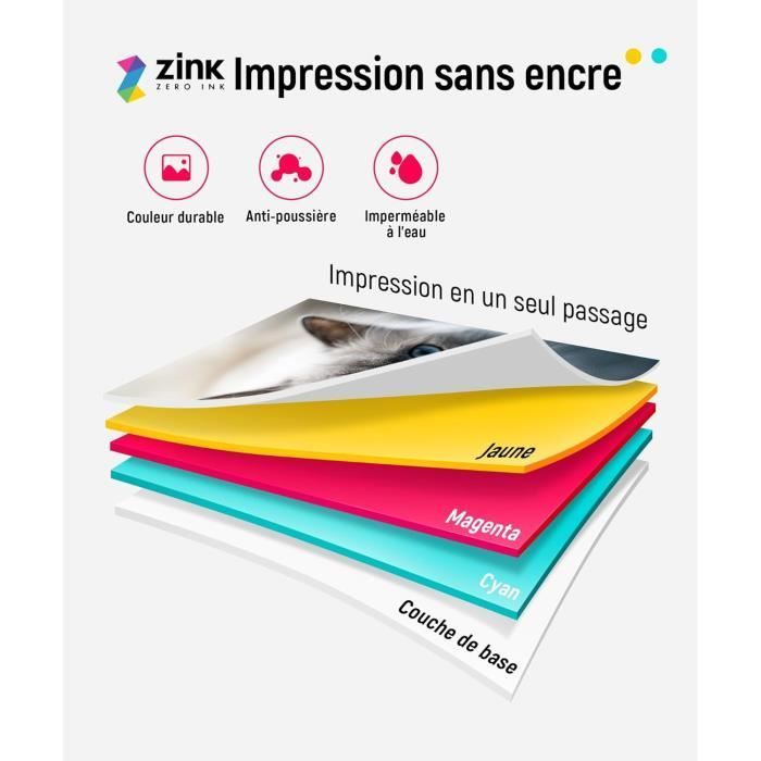 Impressora fotográfica portátil - LIENE - 2x3 - Bluetooth 5.0 - Sem tinta ZINK - 50 folhas autoadesivas