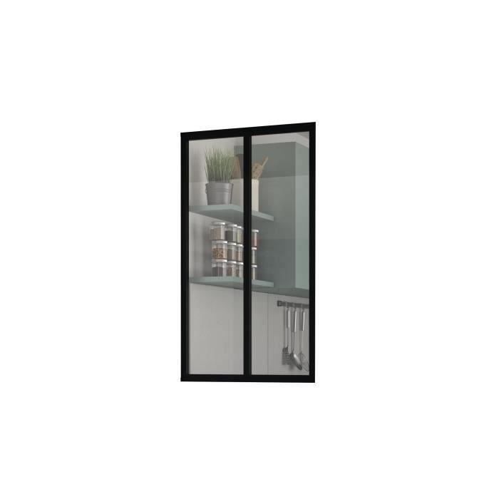Kit de techo fijo de cristal - ÓPTIMO - Aluminio - 2 paneles - 117 x 69,5 cm - Negro arenado