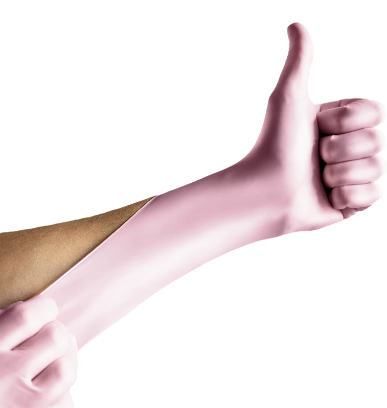 Espeon Nitril Sparkle Perlmuttrosa Puderfreie Nitrilhandschuhe
