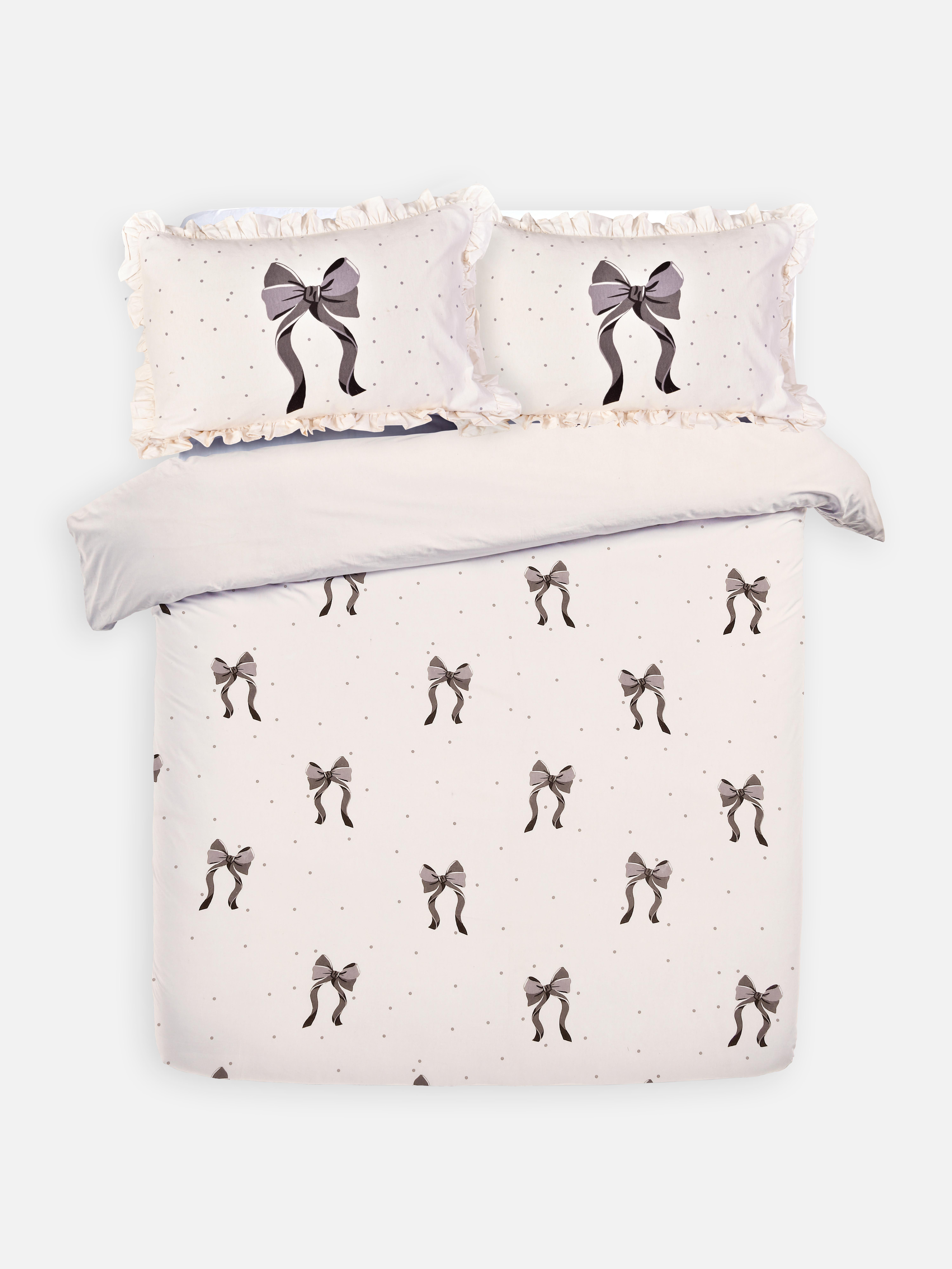 Husă de pilotă dublă cu funde și volane Un set de husă de pilotă dublă cu motiv de fundă și buline