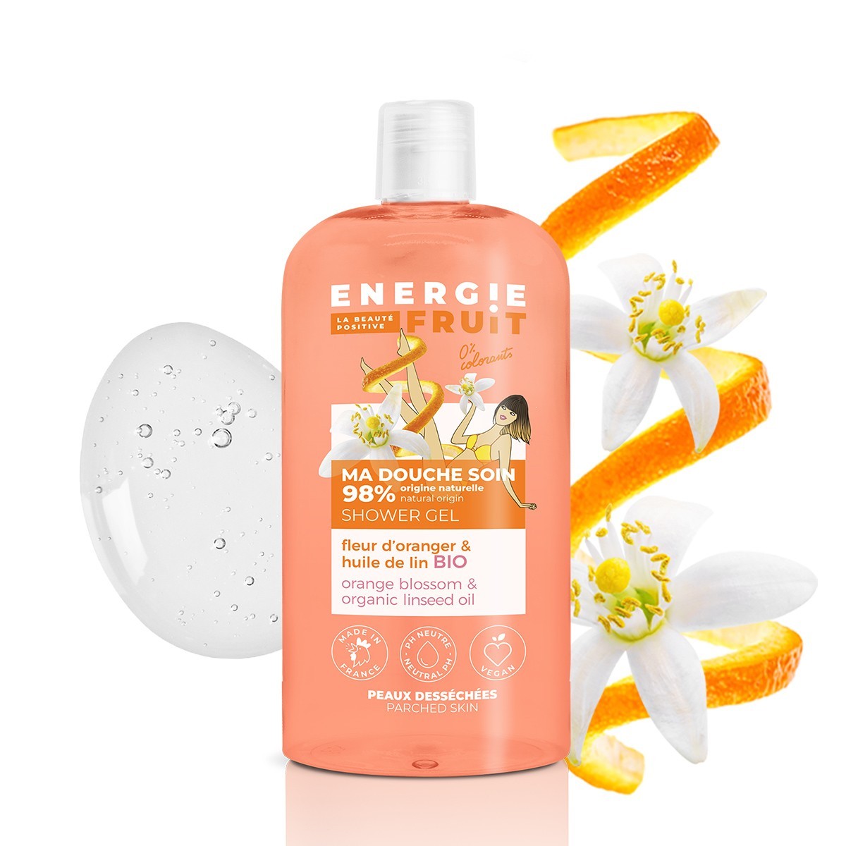Energie Fruit gel douche fleur d'oranger & huile de lin bio