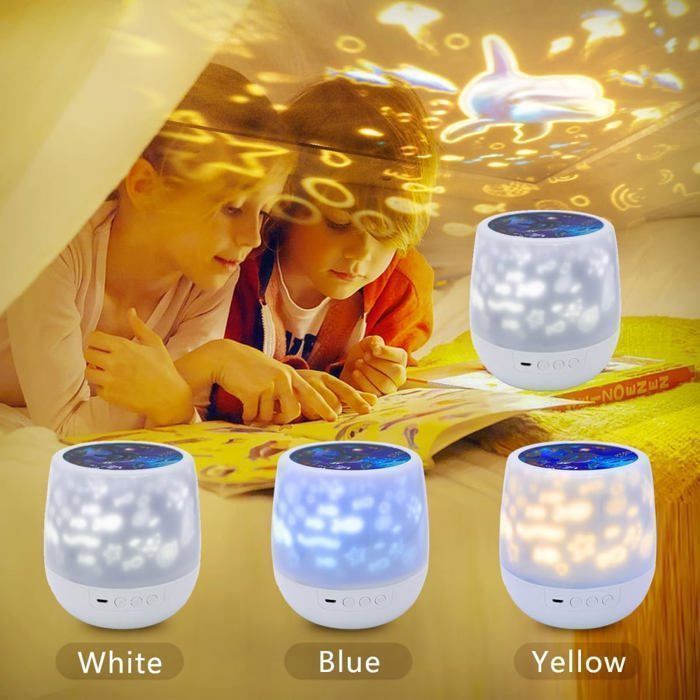 Luz nocturna LED para niños, proyector de cielo estrellado, 21 películas con rotación de 360° y brillo ajustable - Ideal para regalar