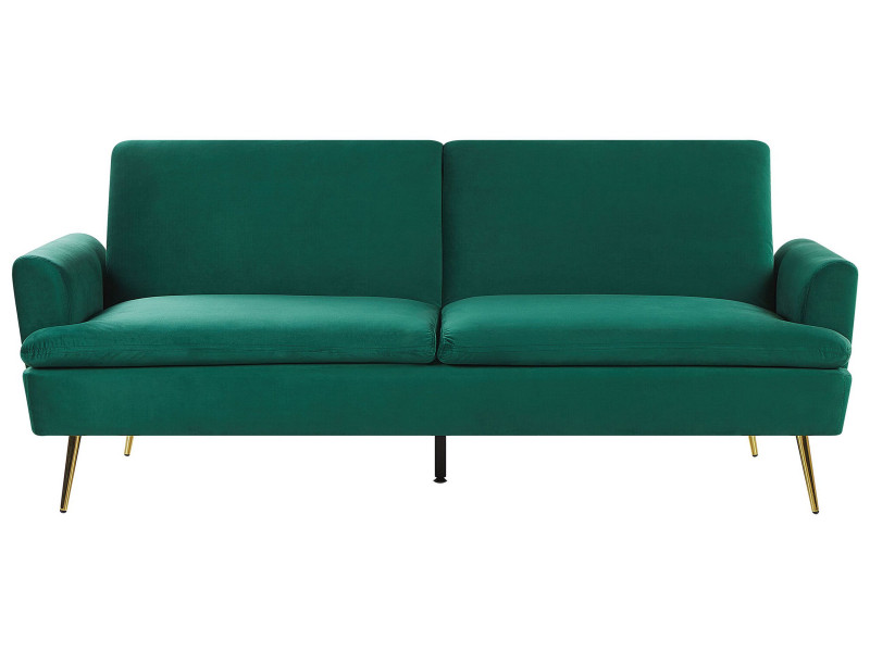 Sofa rozkładana welurowa zielona