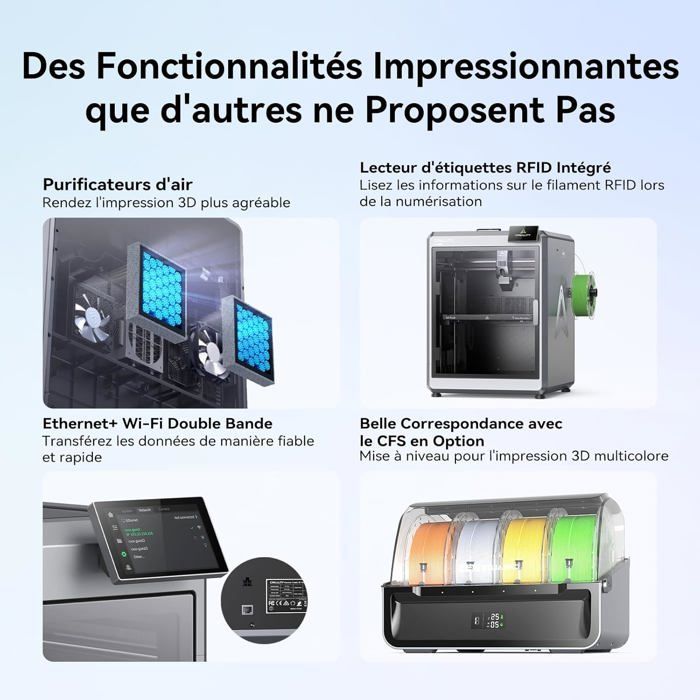 Impresora 3D Creality K2 Plus, velocidad máxima de 600 mm/s, doble cámara con IA compatible con impresión multicolor (UE)