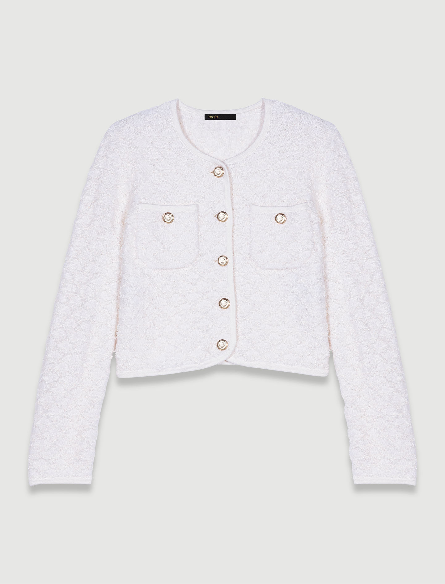Cardigan tricotat alb-gălbui