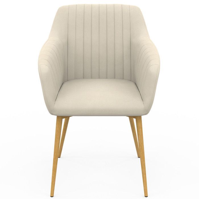 IDMARKET Lot de 2 chaises de salle à manger, fauteuils de table JANY matelassées velours beige pieds effet bois