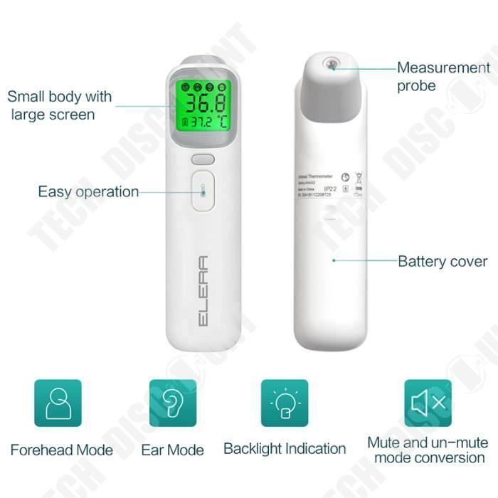 Termômetro digital de testa TD® sem contato com visor LCD, branco.