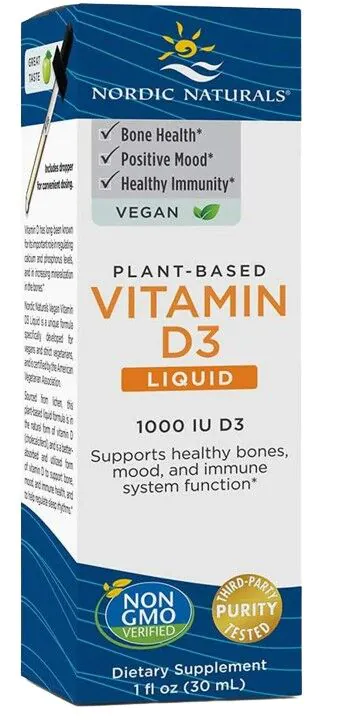 Nordic Naturals Vitamin D3 Vegan 1000 IU, Suplement diety z witaminą D3, Krople