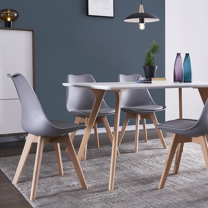 6er-Set DEWINNER-Stühle – Farbe: Grau – Stil: Skandinavisch – Beine: Holz