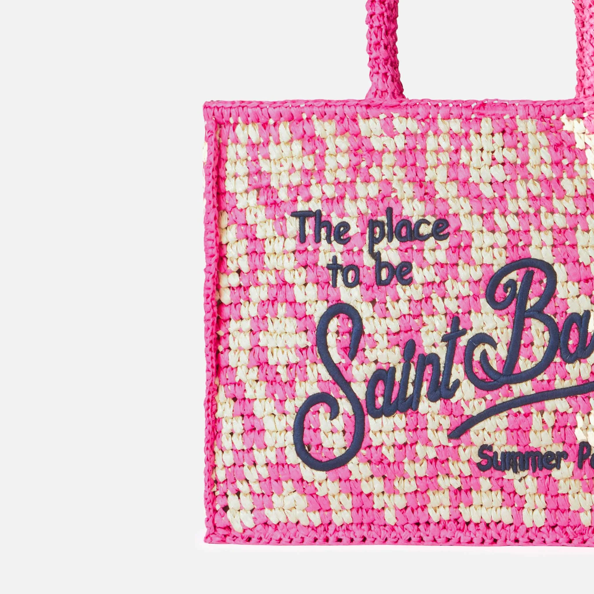 Sac bandoulière Vanity en raphia | Motif géométrique et broderie Saint Barth | Saint Barth