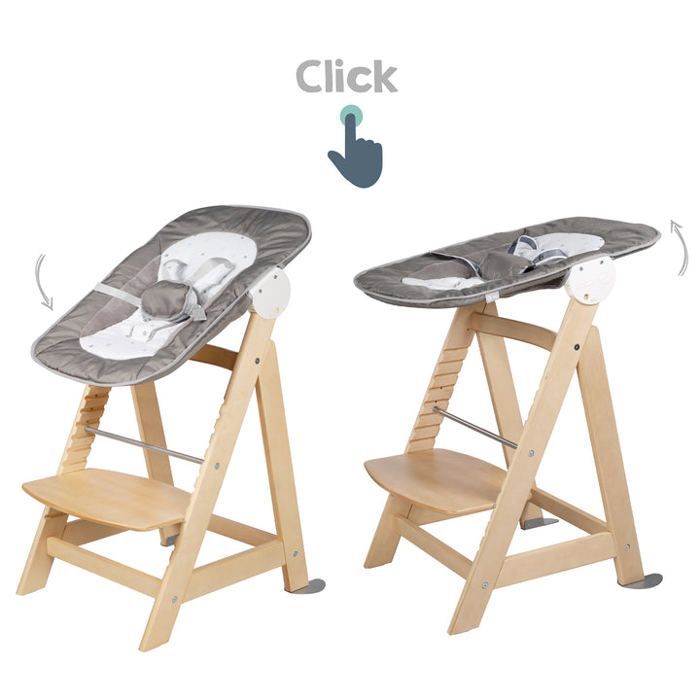Trona convertible 2 en 1 ROBA Born Up + hamaca reclinable - Desde el nacimiento - Madera natural
