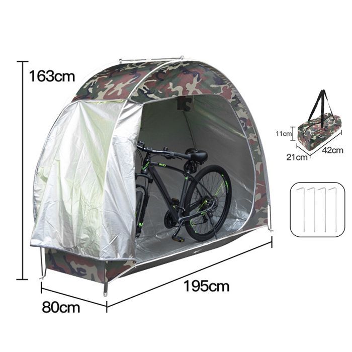 Fahrradzelt für 2 bis 3 Fahrräder, Fahrradabdeckung 195 x 80 x 163 cm, 210D Oxford-Gewebe, wasserdicht, tragbar und strapazierfähig