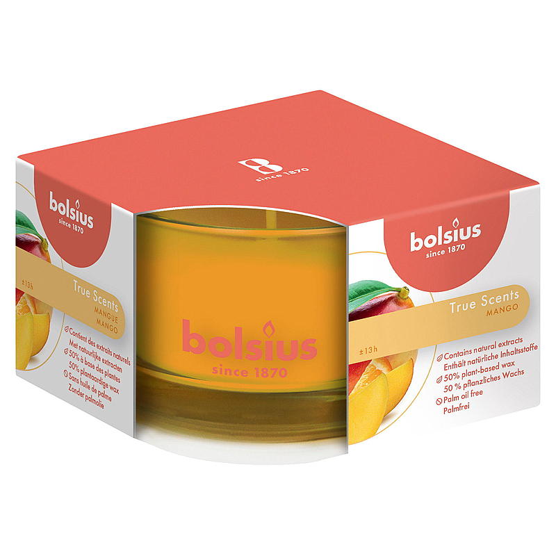 Bolsius geurkaars in glas 5x8 cm mango