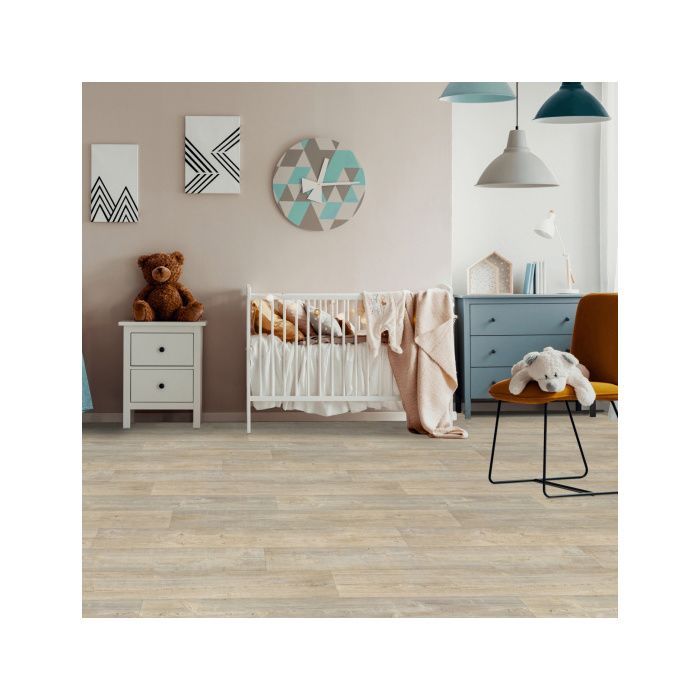 Suelo de linóleo - Imitación de parquet de madera blanca envejecida - Rollo de 2 m x 4 m