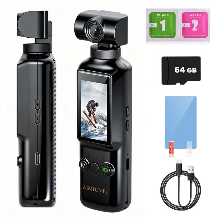 Cámara de acción AIMIUVEI 4K - Lente giratoria de 270° - WiFi/Pantalla de 1,99