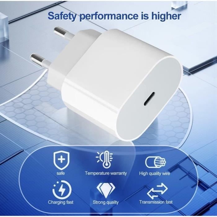 20W snellader voor in het stopcontact - Apple - iPhone 15 - USB-C - Wit - Compatibel met de iPhone 15-serie
