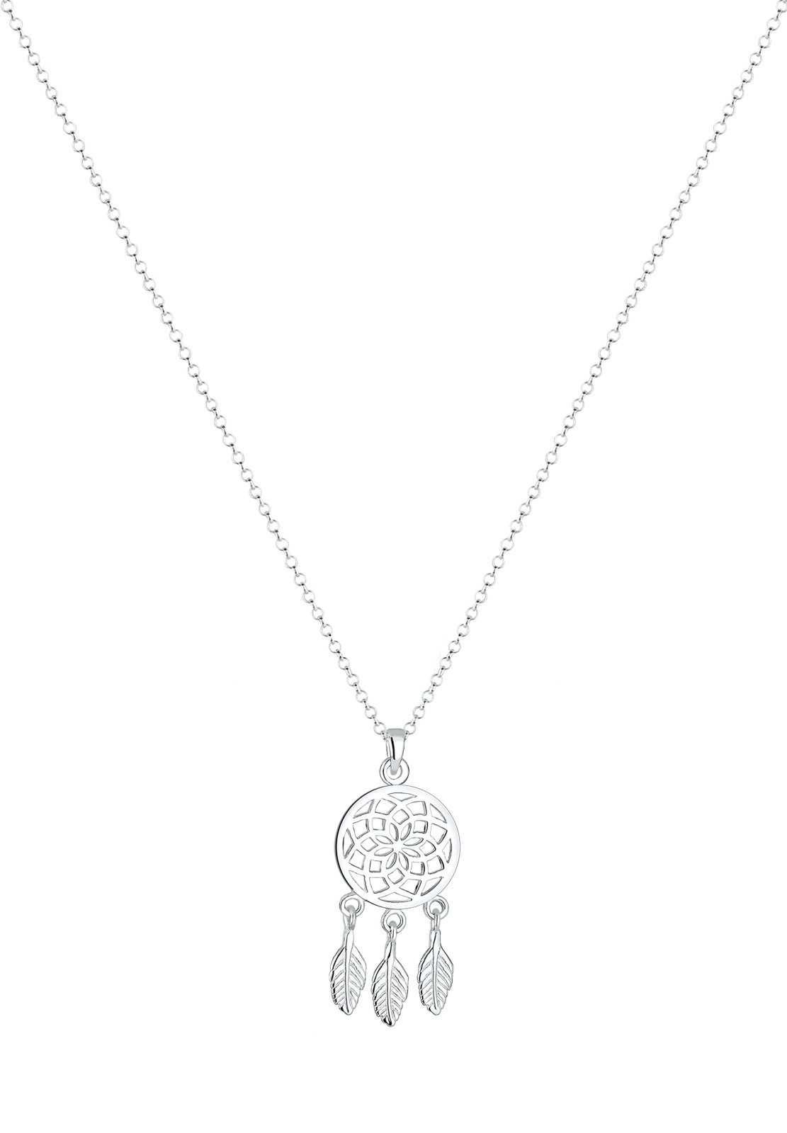 Elli Femmes Pendentif Plume Attrapeur de Rêves Boho en Argent Sterling 925