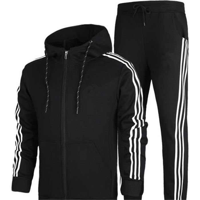 Men's tracksuit (jacket and pants) - Luxury - Black - Long sleeves - Multisport