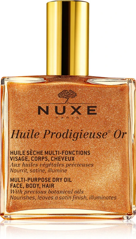 „Nuxe Huile Prodigieuse“ arba universalus sausas aliejus su blizgučiais veidui, kūnui ir plaukams