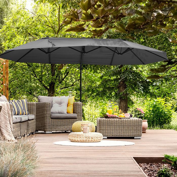 Outsunny - parasol - Métal - 445x270x260cm - Gris