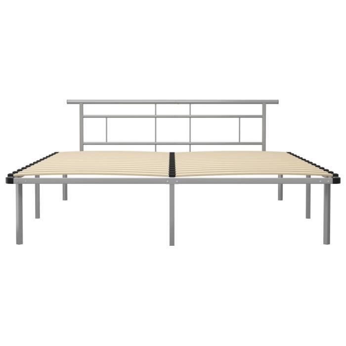 Elegante struttura letto per adulti 200 x 200 cm, in metallo grigio, peso 25,6 kg.