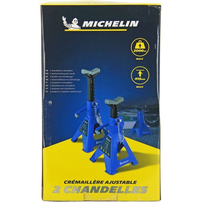 Maxi 2T ratchet axle stands, height 280 to 415mm - MICHELIN - Quick and easy locking with lever + safety pin