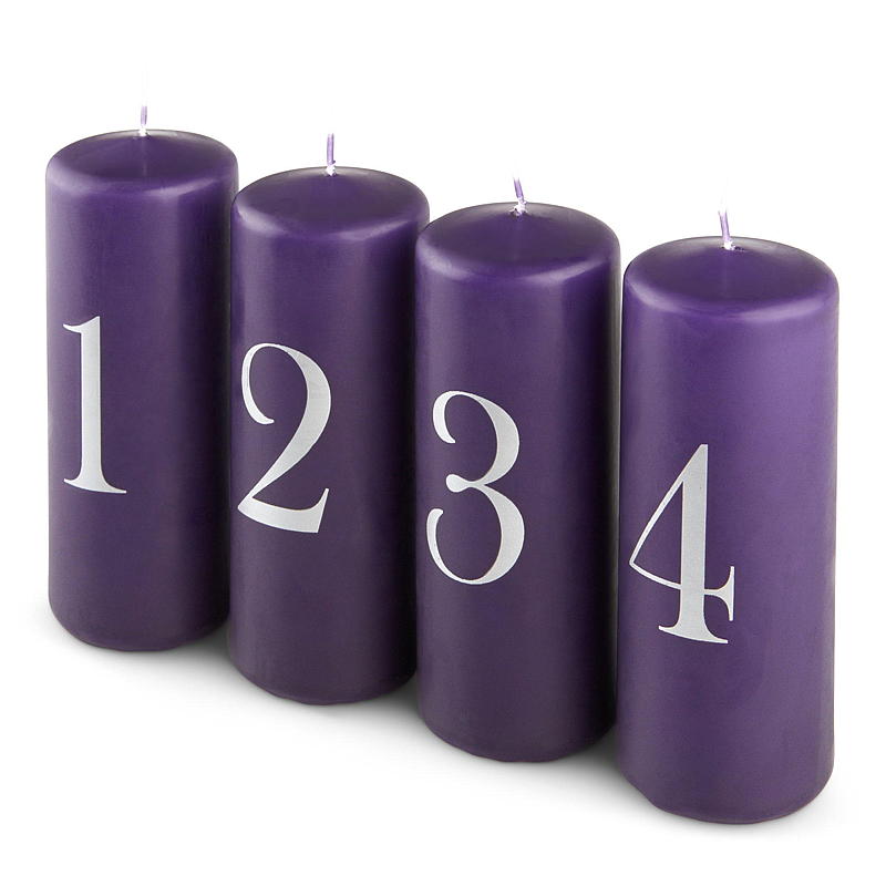 Vie Homen adventtikynttilät 4 kpl 12 cm, 1-4 kpl, violetti kerosiini