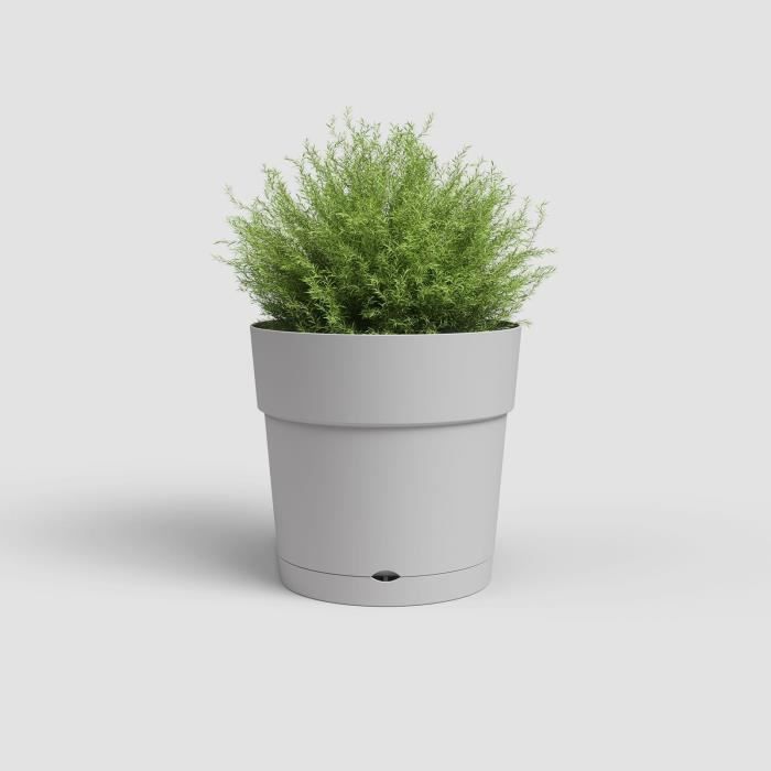 ARTEVASI CAPRI LARGE Vaso rotondo - Plastica - Serbatoio d'acqua - Diametro 30 cm - Grigio chiaro - L 29,5 x P 29,5 x H 28,2 cm