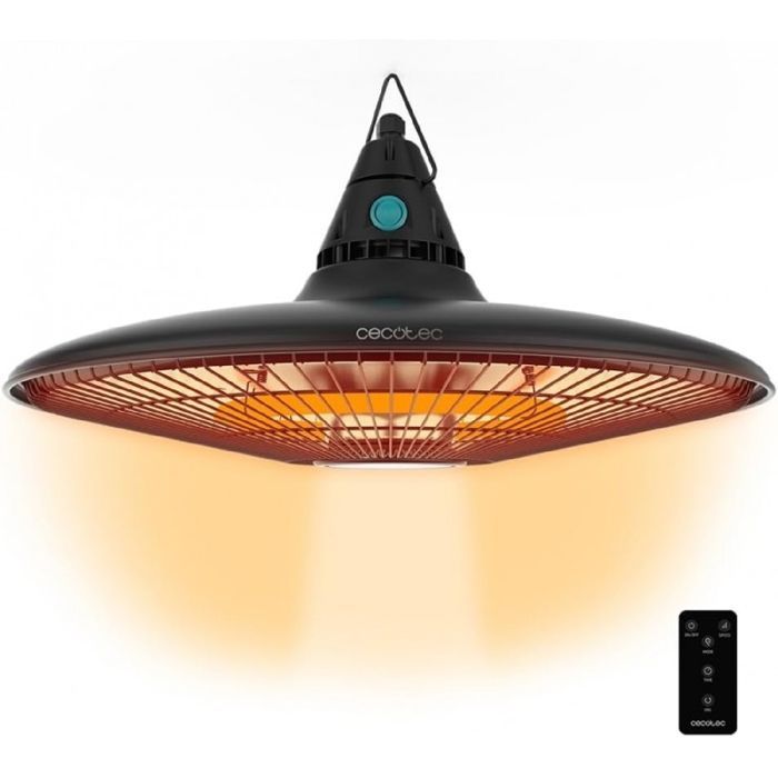Cecotec Chauffage électrique extérieur au plafond ReadyWarm 1500 Power Ceiling. 1500 W, Technologie halogène, Protection IP65