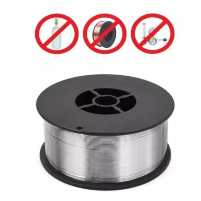 Alambre de soldadura de acero tubular con fundente sin gas E71T-GS de 0,8 mm y 1 kg, autoprotegido, universal para MIG en todas las direcciones.