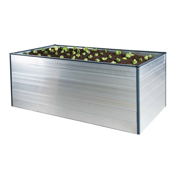 Pat de grădină înălțat din aluminiu, aluminiu natural